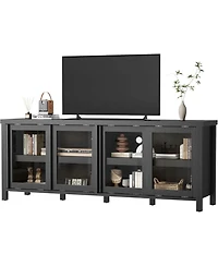 gaomon Tv Stand for 65 Inch Tv, Mid-Century Modern Entertainment Center with Sliding Glass Doors