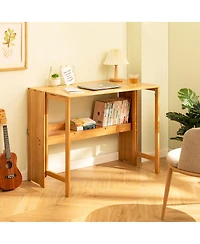 Streamdale Furniture Bamboo Folding Desk, Space-Saving Computer Desk for Small Spaces, Foldable Study Table