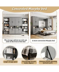Streamdale Furniture Full-size Murphy Bed with Dual Sliding Storage Shelves