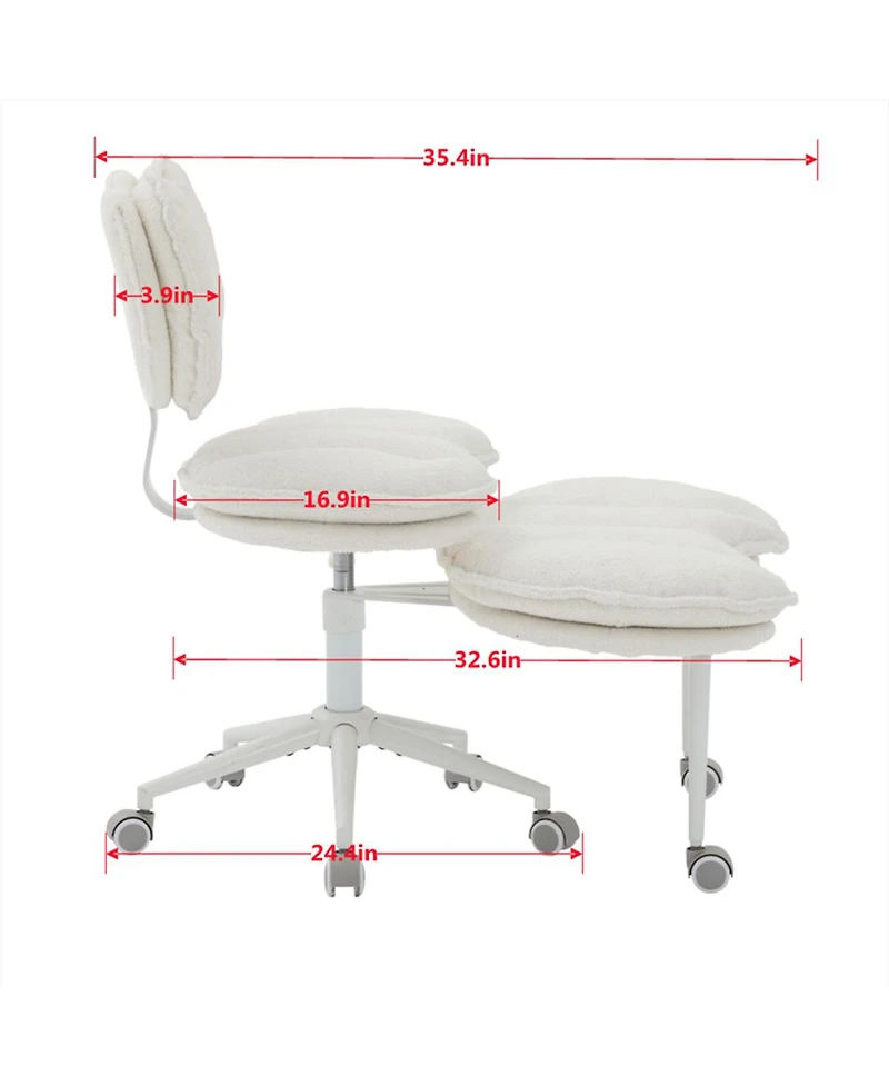 Streamdale Furniture Meditation Chair Plus, Teddy Fleece Double-Layer Padding Rolling Chair