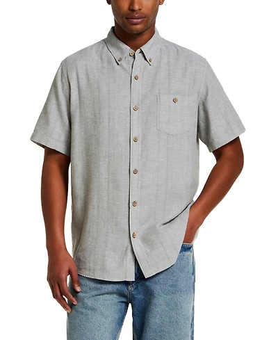 Weatherproof Vintage Men's Short-Sleeve Vertical Dobby Striped Shirt