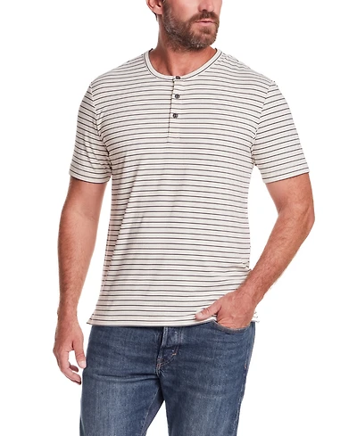 Weatherproof Vintage Men's Short-Sleeve Striped Henley Shirt