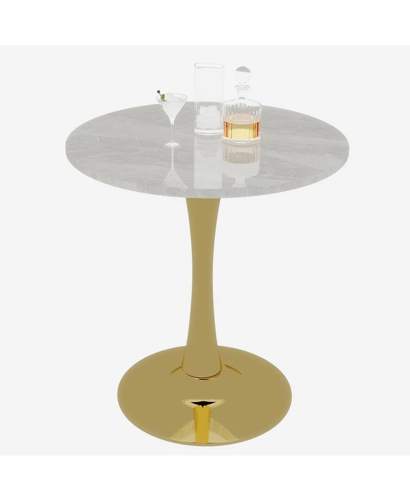 Streamdale Furniture Streamdale Gold 27.6" Mid-Century Modern Dining Table with White Marble Top