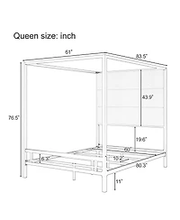 Streamdale Furniture Modern Canopy Bed with Linen Upholstered Headboard