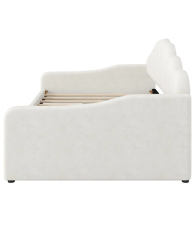 Streamdale Furniture Full Upholstery Daybed with Scalloped Backrest and 2 Drawers