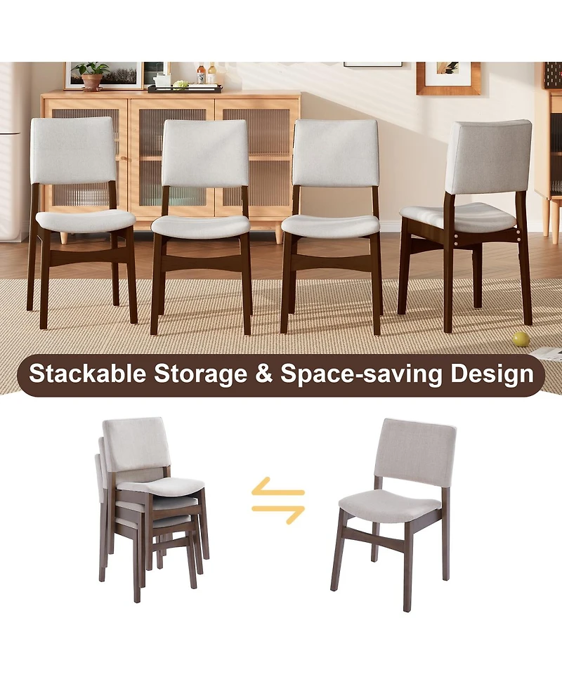 Streamdale 7-Piece Modern Dining Set - Solid Wood Table & Upholstered Chairs, Walnut Finish