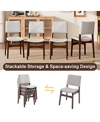 Streamdale 7-Piece Modern Dining Set - Solid Wood Table & Upholstered Chairs, Walnut Finish