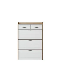 Streamdale FurnitureWhite + Oak 3-Door 2-Drawer Shoe Cabinet with Large Storage