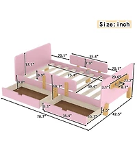 Streamdale Furniture Platform Bed with Storage, Shelf, Hooks, No Box Spring Needed