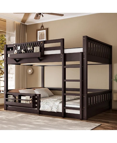 Streamdale Furniture Bunk Bed with Ladder and Guardrails, Pegboard and bookshelf