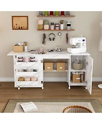 Streamdale Furniture Streamdale Foldable Sewing Machine Table with Storage