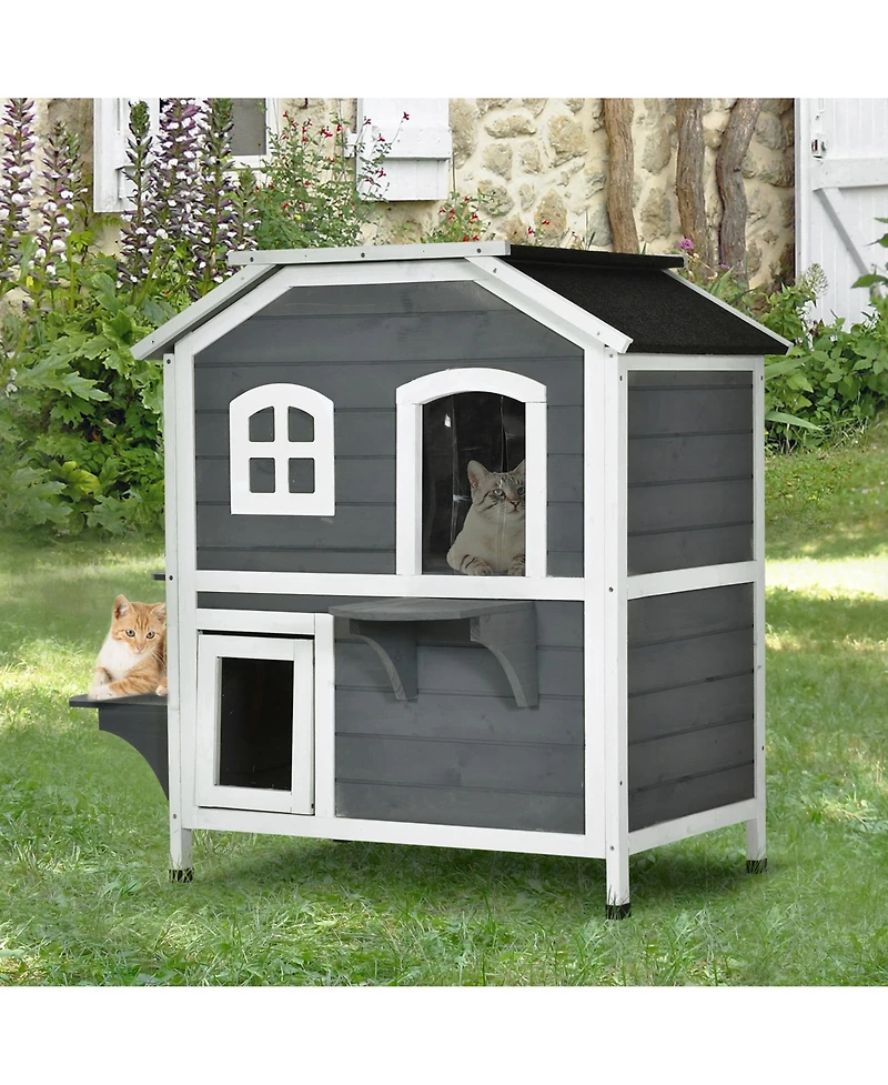 Zeus & Ruta 2-Story Outdoor Weatherproof Cat Enclosure