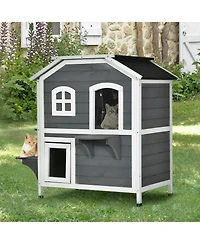 Zeus & Ruta 2-Story Outdoor Weatherproof Cat Enclosure