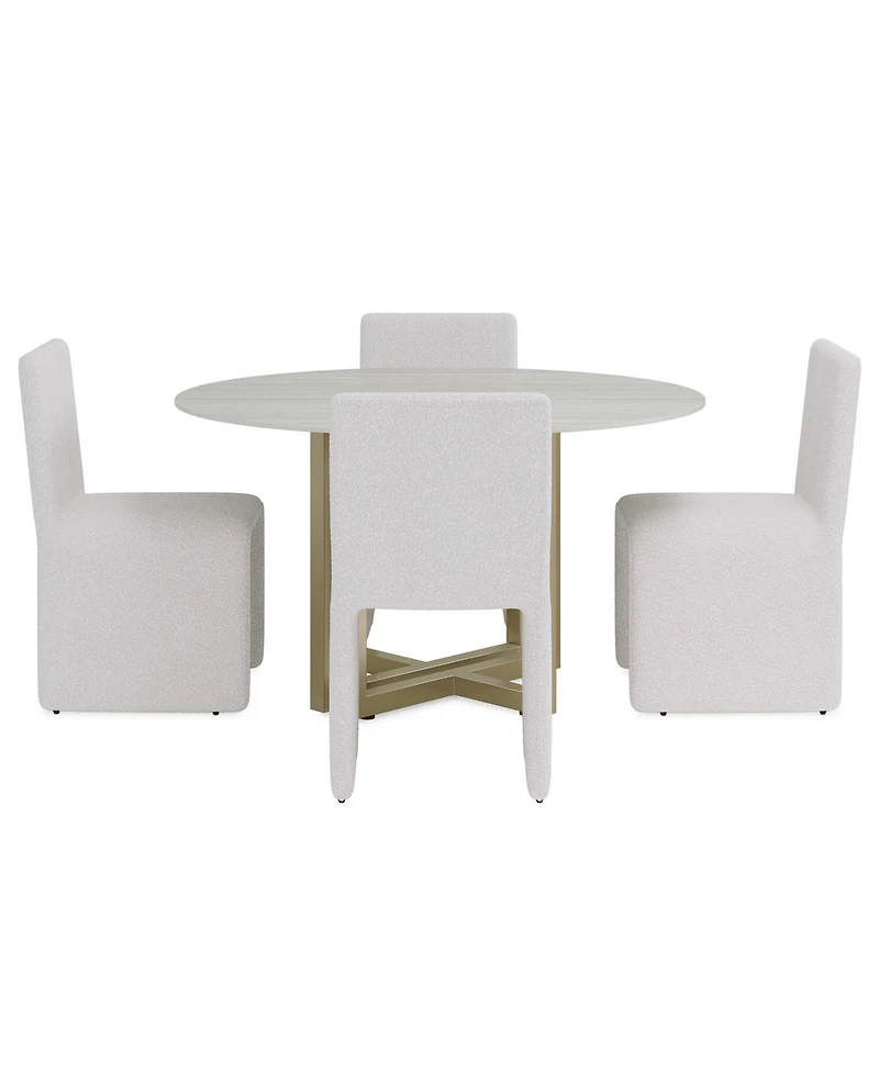 Furniture Emila 5-Pc. Dining Set (Round Table & 4 Upholstered Chairs)