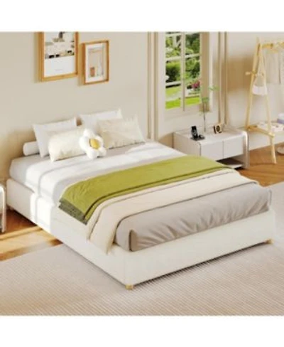 Gaomon Full Cloud Bed Frame X2013 Corduroy Upholstered Low Platform Solid Wood Legs No Headboard No Box Spring Needed