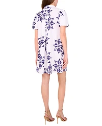 Msk Petite Collared Neck Short-Sleeve Shift Dress