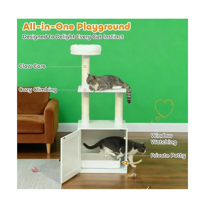 Zeus & Ruta Cat Tree with Litter Box Enclosure