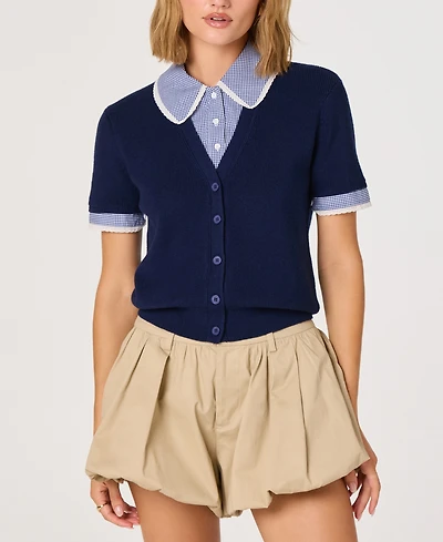 Astr the Label Women's Marlee Mixed Media Cardigan Sweater