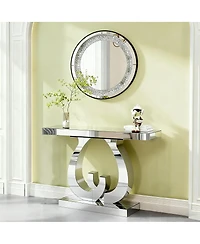 Streamdale Furniture Modern mirror side table with double C-shaped base
