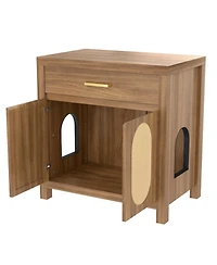 Zeus & Ruta Espresso Hidden Cat Litter Box Enclosure with Storage