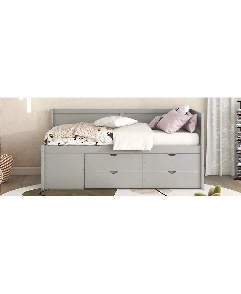 Streamdale Furniture Twin Daybed with Drawers and Shelves