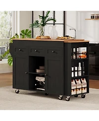 Streamdale Furniture 85.5" Extendable Kitchen Island with Storage, Power Outlet, 3 Drawers, 2 Doors