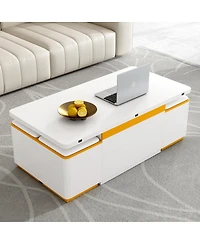 Streamdale Furniture Lift-Top Coffee Table with Storage Stools & Foldable Top