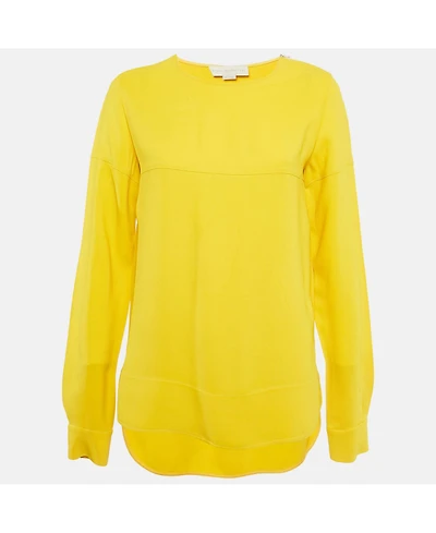 Pre-Owned Stella Mccartney Women's Yellow Crepe Long Sleeve Blouse