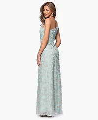 Xscape Petite 3D Flower One Shoulder Ball Gown