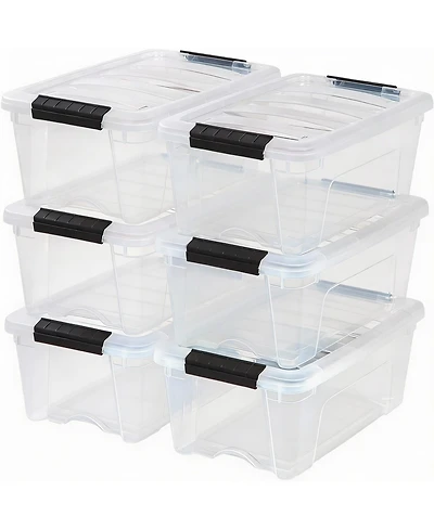 Yigii Clear Plastic Storage Bins with Latches - 6 Pack