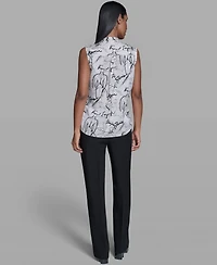 Karl Lagerfeld Paris Women's Woven V-Neck Top