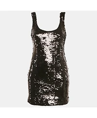 Pre-Owned Dolce & Gabbana Women's Pre-Owned D&g Black Sequin Embellished Tulle Sheath Dress