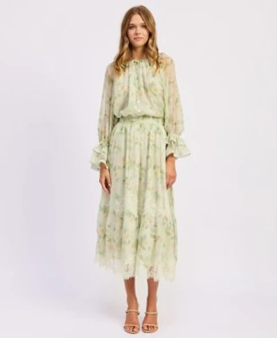 En Saison Womens Paloma Crewneck Blouse Maxi Skirt