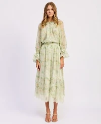 En Saison Womens Paloma Crewneck Blouse Maxi Skirt