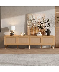 Streamdale Furniture 70" Modern Tv Stand with Rattan Doors & Storage