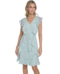 Tommy Hilfiger Women's Flutter-Sleeve Belted Mini Dress