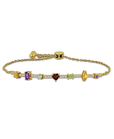 Macy's Multi-Gemstone (1-3/8 ct. t.w.) Bolo Bracelet in 18k Gold Flash Plated Sterling Silver