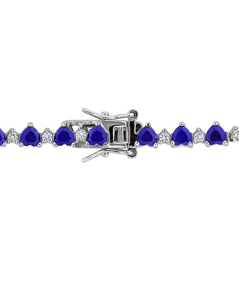 Macy's Sapphire (8-1/3 ct. t.w.) and White (1 Heart Bracelet Sterling Silver