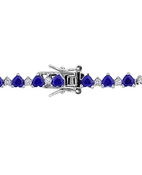 Macy's Sapphire (8-1/3 ct. t.w.) and White (1 Heart Bracelet Sterling Silver