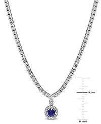Macy's Sapphire (1/2 ct. t.w.) and White (2-7/8 Necklace Sterling Silver