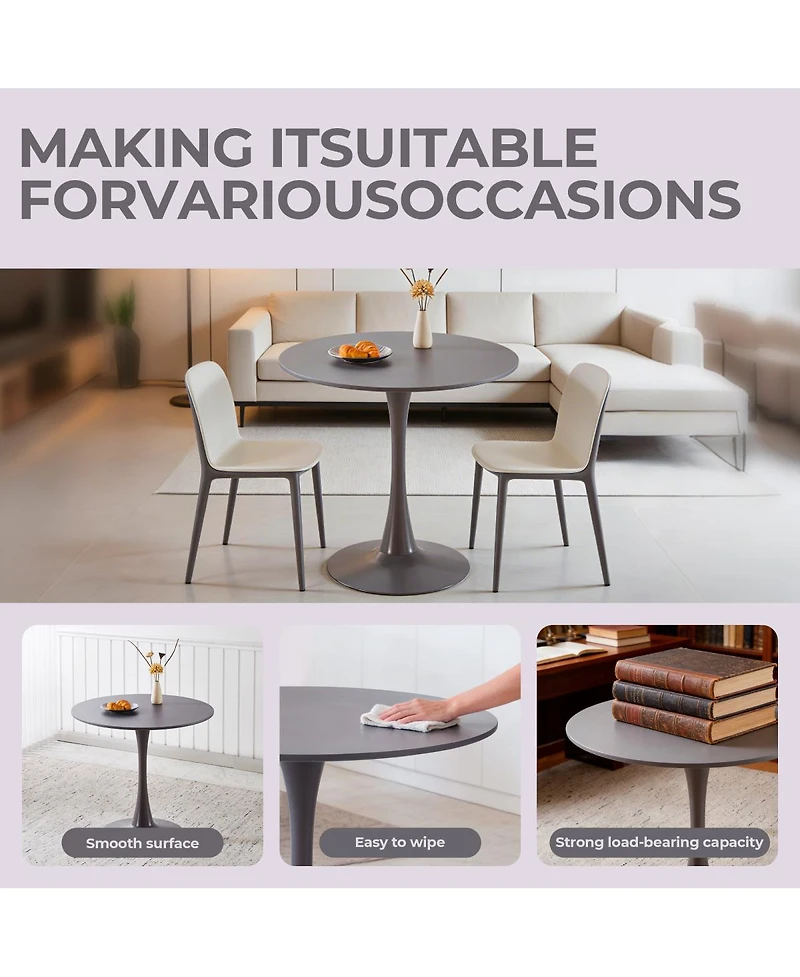 Streamdale Furniture 31.5" Gray Tulip Dining Table for 2-4 People