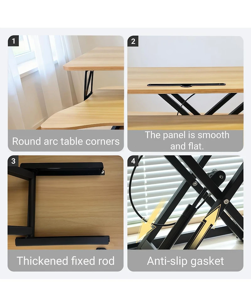 Streamdale Furniture 32" Height Adjustable Sit-Stand Desk Converter for Dual Monitors & Laptop