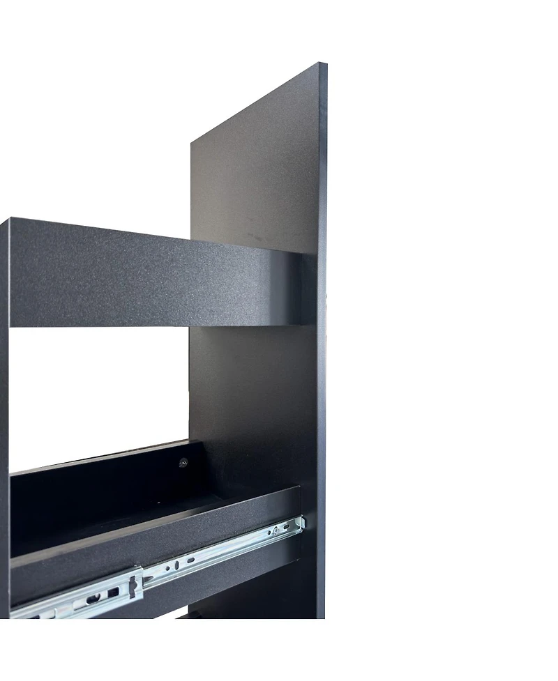 Streamdale Furniture Black Large Slim Storage Cart with Handle & Wheels