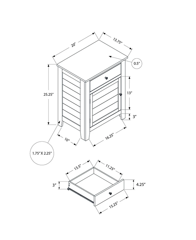 Streamdale Furniture Antique Green Veneer Transitional Nightstand with Storage Drawer