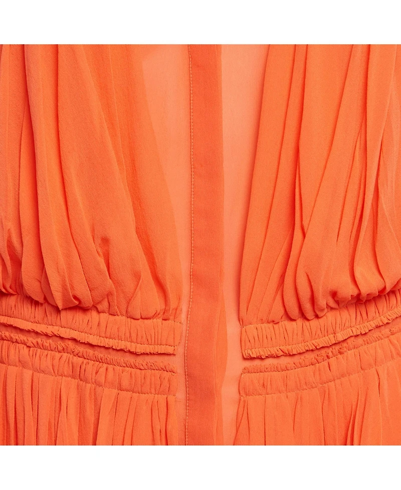 Pre-Owned Roberto Cavalli Women's Light Orange Silk Pleated Blouse
