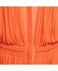 Pre-Owned Roberto Cavalli Women's Light Orange Silk Pleated Blouse