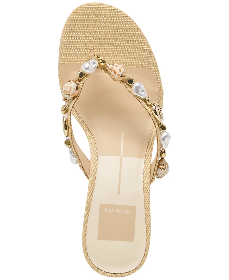 Dolce Vita Women's Daksie Shell Embellished Thong Slip-On Dress Sandals