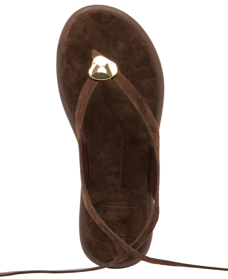 Dolce Vita Women's Judy Lace-Up Ankle Wrap Embellished Flat Sandals