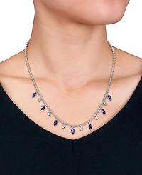 Macy's Blue Sapphire (4-7/8 ct. t.w.) and White Sapphire (7/8 ct. t.w.) Necklace in Sterling Silver
