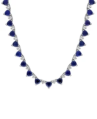 Macy's Sapphire (17 ct. t.w.) and White (2-1/3 Heart Necklace Sterling Silver